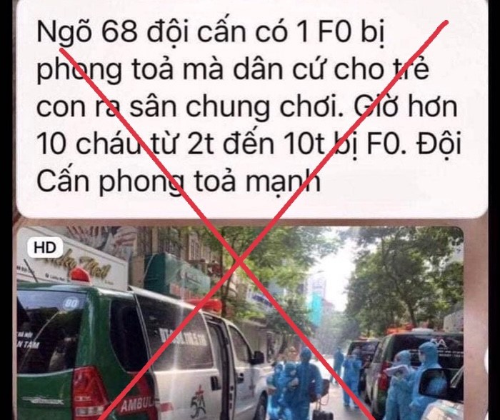  “Hơn 10 trẻ em phố Đội Cấn mắc Covid-19” là thông tin sai sự thật