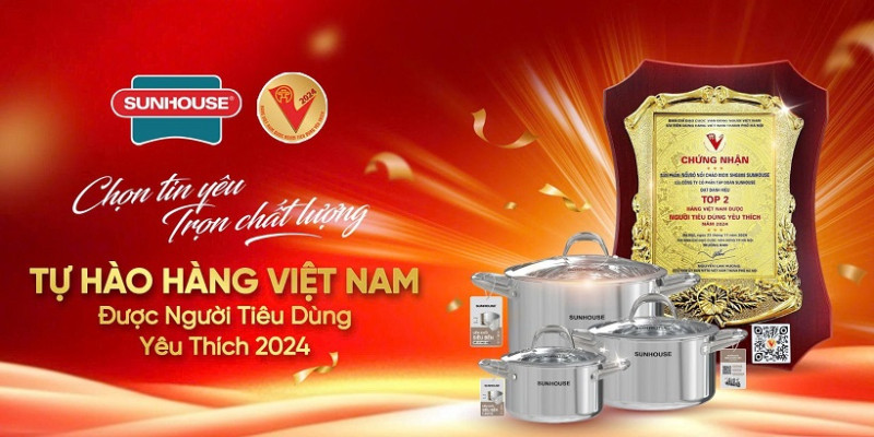 Sản phẩm nồi Inox Sunhouse được người tiêu dùng yêu thích nhất năm 2024